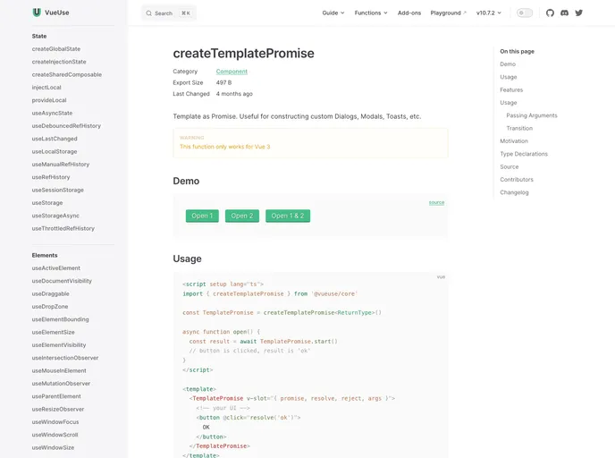 Vue Template Promise screenshot