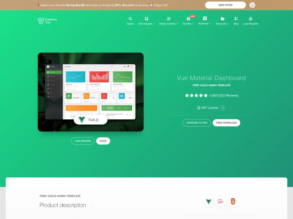 Vue Material Dashboard screenshot