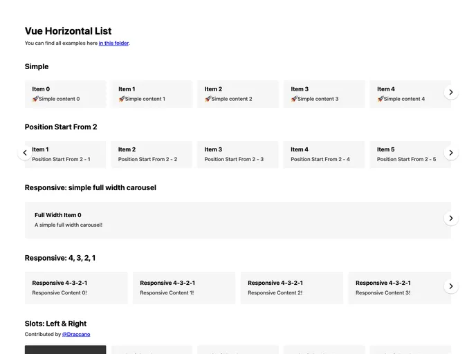 Vue Horizontal List screenshot