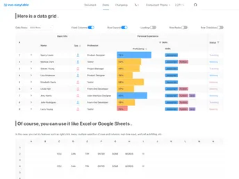 Vue Easytable screenshot