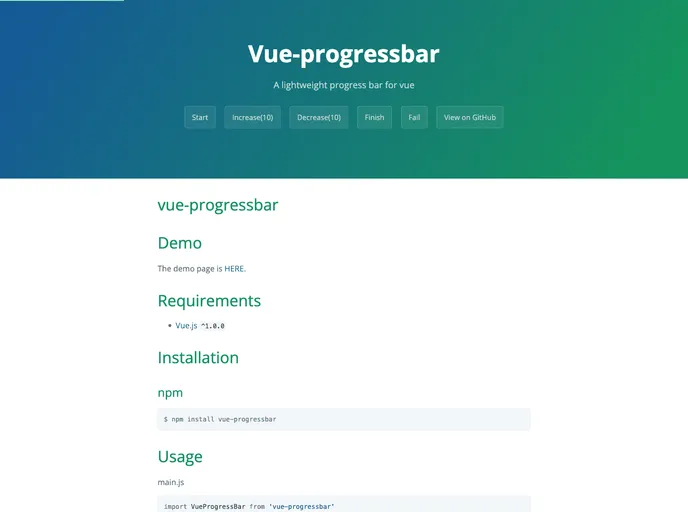 Vue Progressbar screenshot