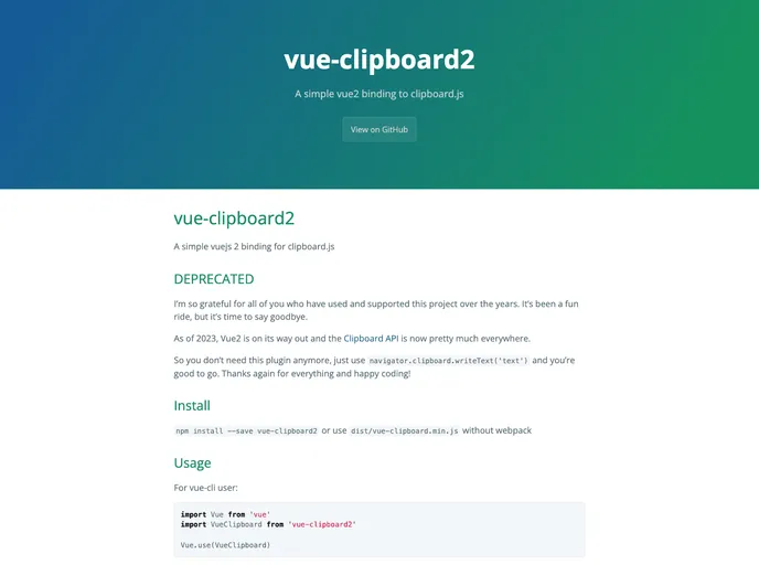 Vue Clipboard2 screenshot