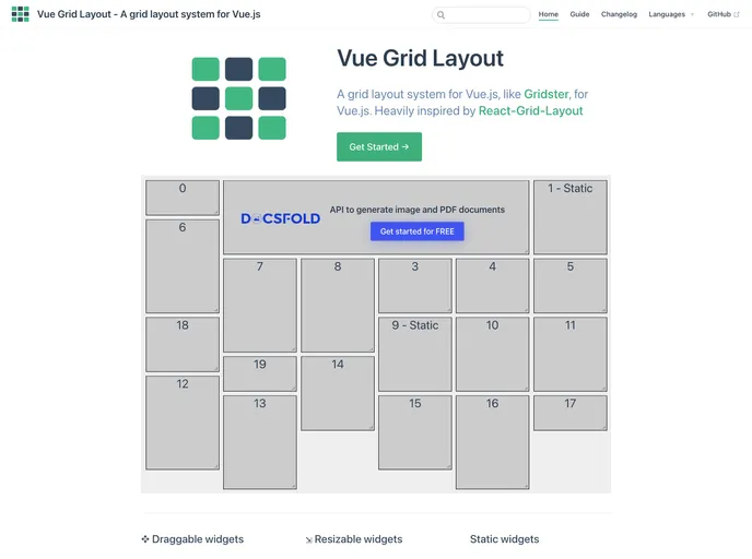 Vue Grid Layout screenshot