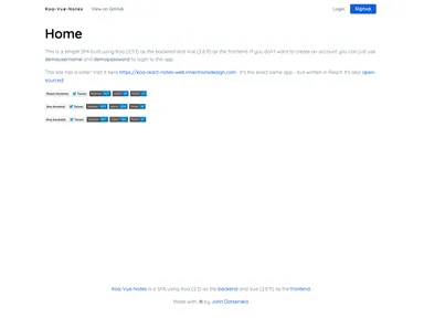 Koa Vue Notes Web screenshot