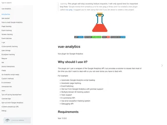 Vue Analytics screenshot