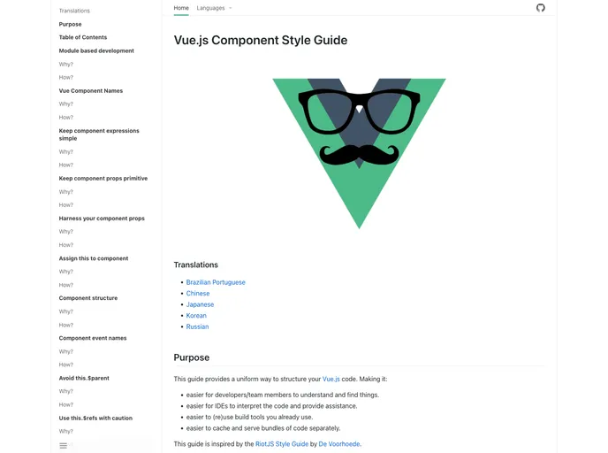 Vuejs Component Style Guide screenshot