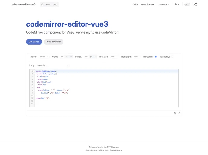 Codemirror Editor Vue3 screenshot