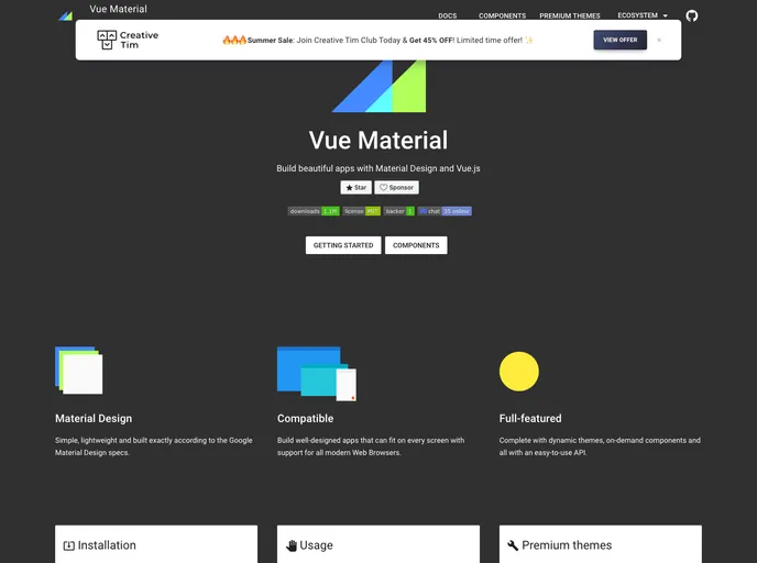 Vue Material screenshot