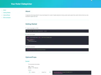 Vue Hotel Datepicker screenshot